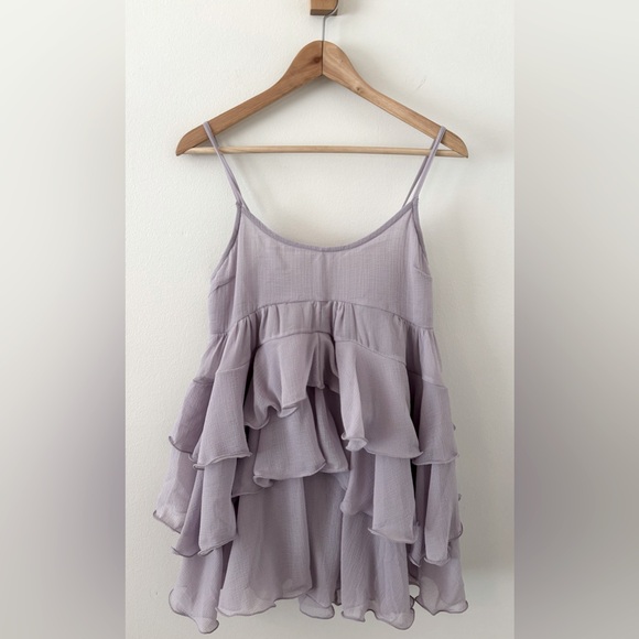 Free People Runaway Rockstar Ruffle Mini Slip Dusk Breeze NWOT Size M - Picture 3 of 8
